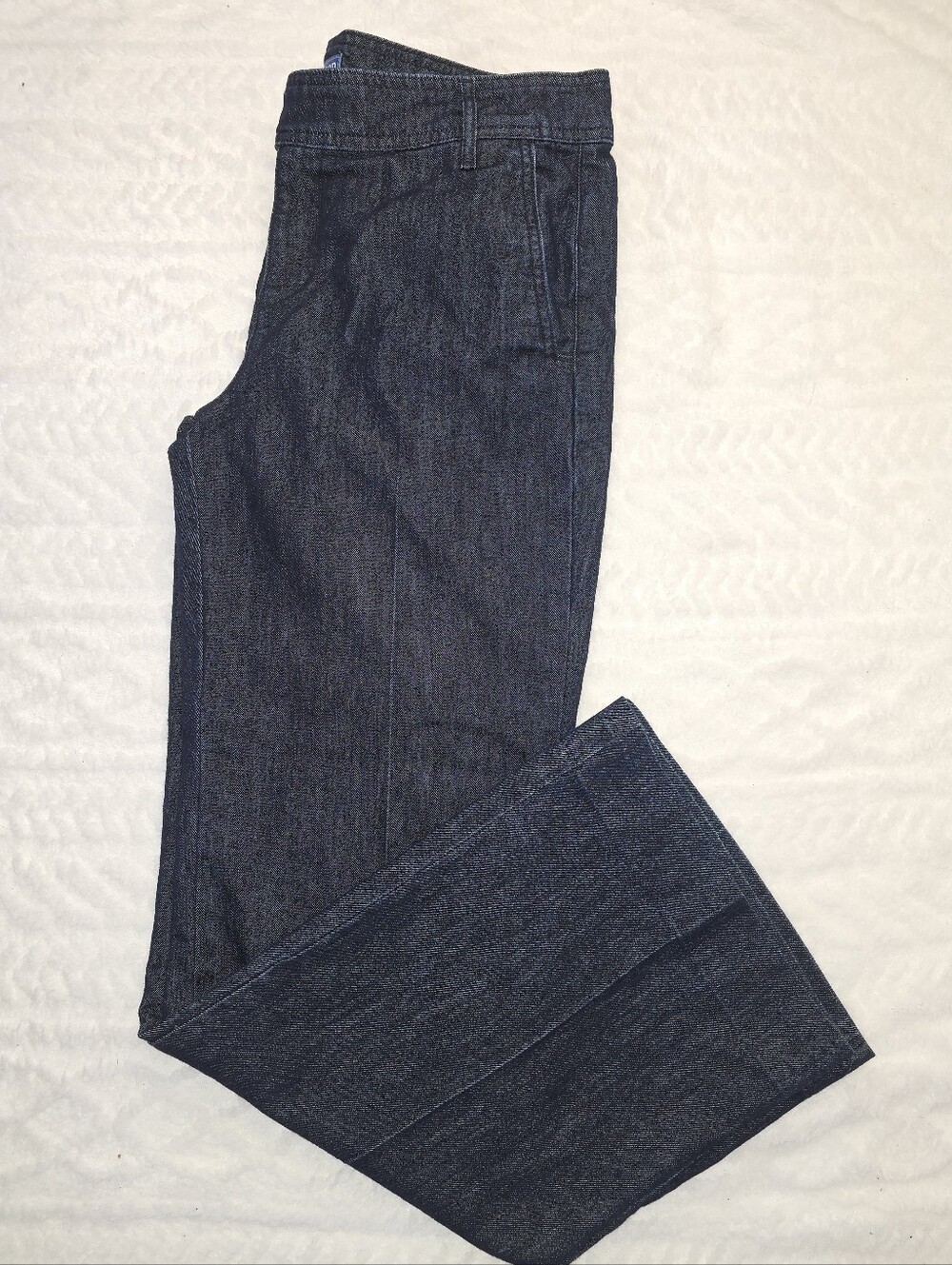 IZOD Dark Wash Trouser Jeans Blue Mid Rise Wide Leg Center Crease Pants 10